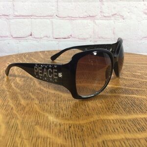 Black and Gold Glitter Frame Peace Sunglasses
